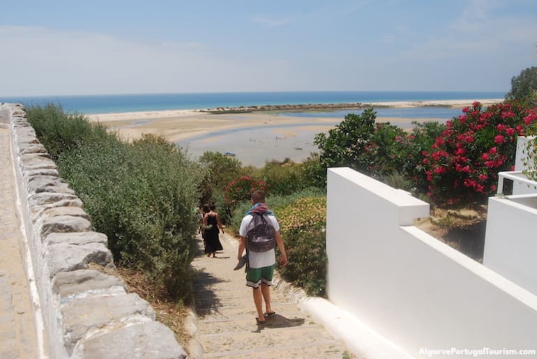 Stairs leading down to the beach of Cacela Velha, Algarve, Portugal