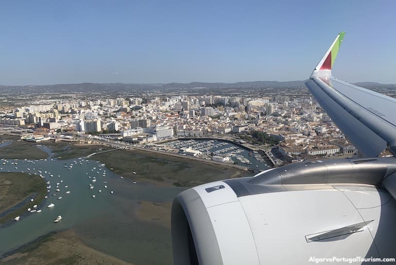 View over Algarve from an airplane