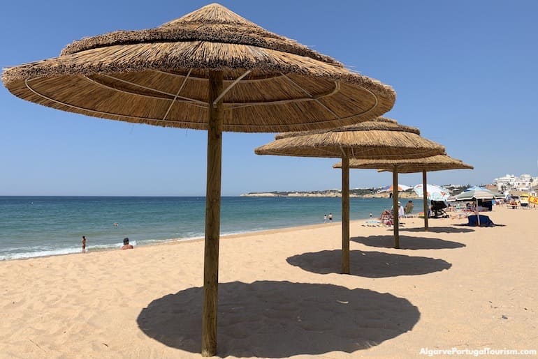 Parasols at the beach of Armação de Pêra, Algarve