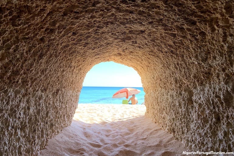 The tunnel that links the beach of Senhora da Rocha to Praia Nova, Algarve